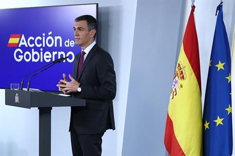 22/06/2025. Pedro Sánchez comparece para informar del acuerdo con la OTAN para destinar el 2,1% del PIB en Defensa. Pedro Sánchez informa so...
