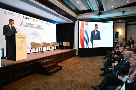 22/07/2025. Pedro S&#225;nchez viaja a Uruguay. Pedro S&#225;nchez durante el Encuentro Empresarial Espa&#241;a-Uruguay.