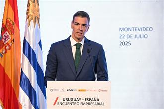 El presidente del Gobierno, Pedro Sánchez, durante su intervención