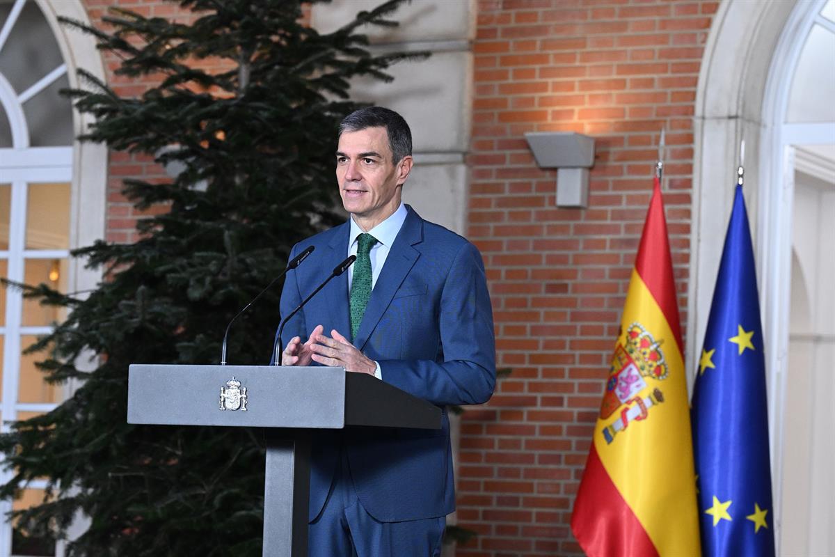 22/12/2025. Institutional statement by the President of the Government. The President of the Government of Spain, Pedro Sánchez, announces t...