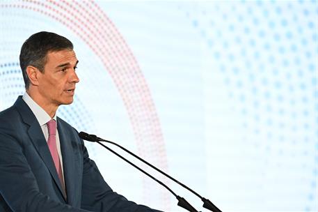 23/07/2025. Pedro S&#225;nchez viaja a Paraguay. El presidente del Gobierno, Pedro S&#225;nchez, durante su intervenci&#243;n en el acto de clausura del En...