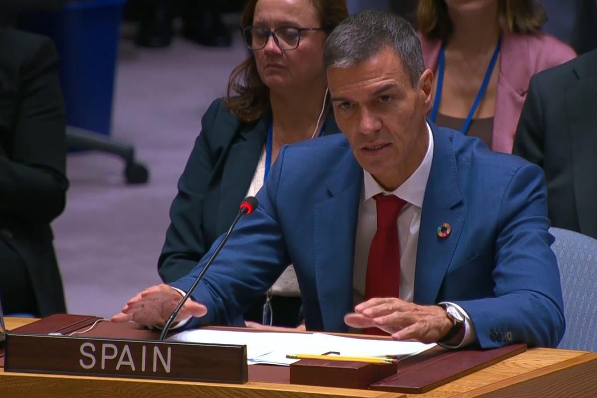 24/09/2025. Pedro Sánchez participa en el Consejo de Seguridad de la ONU. El presidente del Gobierno, Pedro Sánchez, durante su intervención...