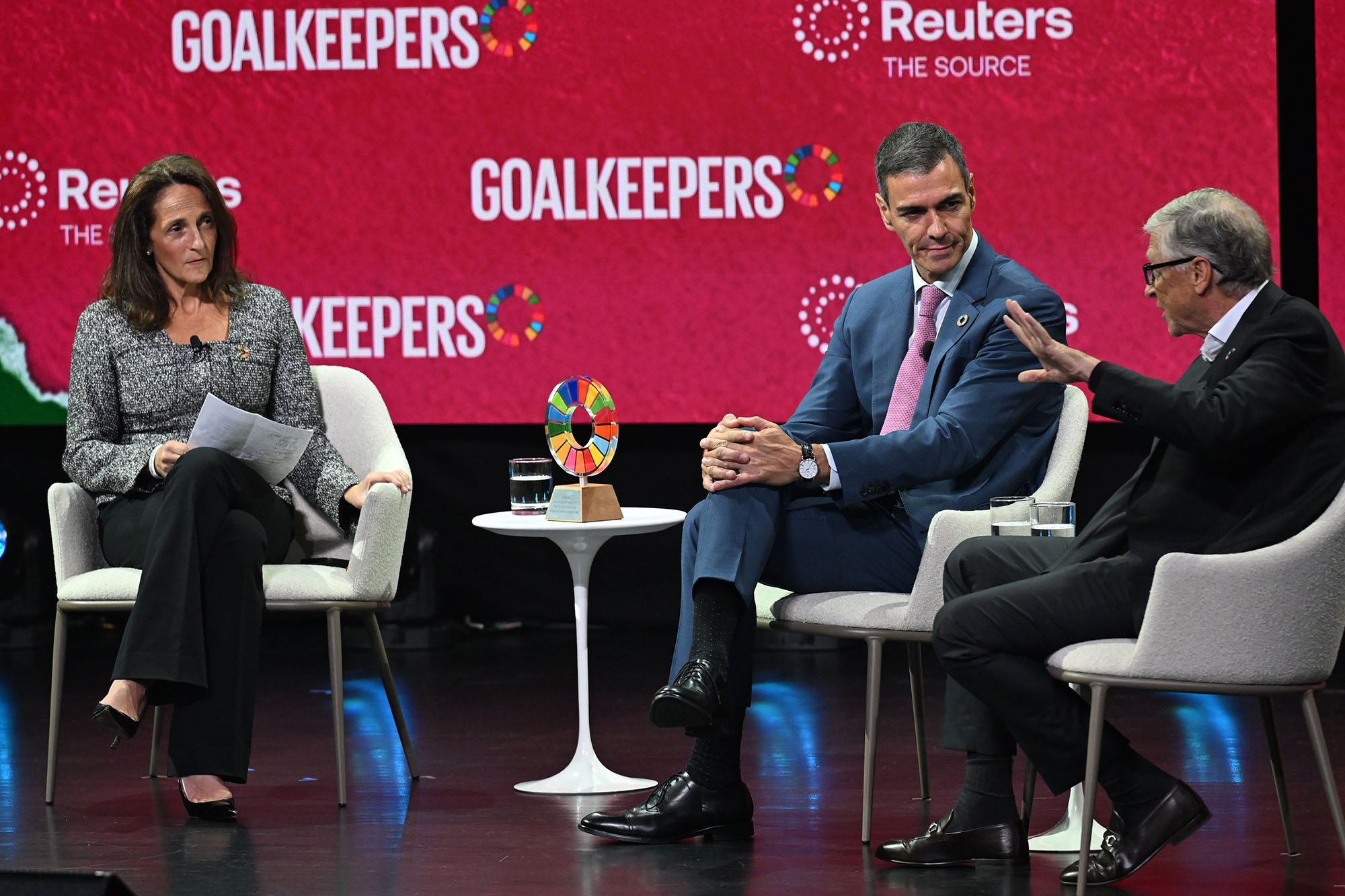 La Moncloa. 23/09/2025. Pedro Sánchez receives Global Goalkeeper Award(01)