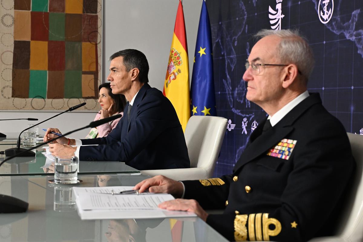 24/12/2025. Pedro Sánchez holds a video conference with Spanish troops abroad. The President of the Government of Spain, Pedro Sánchez, duri...
