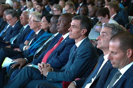 25/06/2025. El presidente del Gobierno participa en la Cumbre Global para el Futuro. El presidente del Gobierno, Pedro S&#225;nchez, durante la C...
