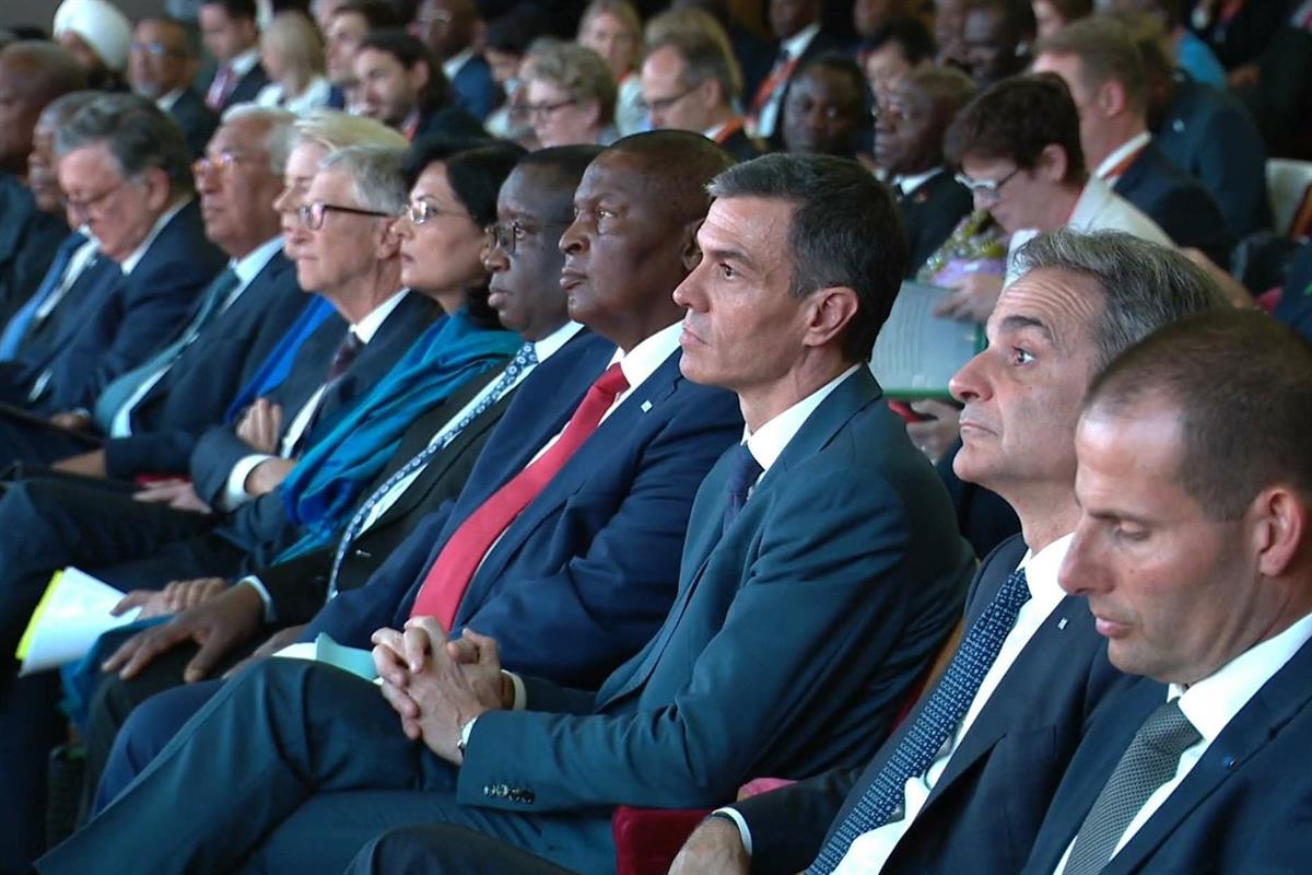 25/06/2025. El presidente del Gobierno participa en la Cumbre Global para el Futuro. El presidente del Gobierno, Pedro Sánchez, durante la C...