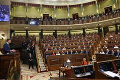 El presidente del Gobierno, Pedro Sánchez, durante su comparecencia en el Congreso de los Diputados