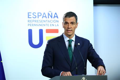 26/06/2025. Pedro Sánchez participa en la reunión del Consejo Europeo. El presidente del Gobierno, Pedro Sánchez, informa en rueda de prensa...