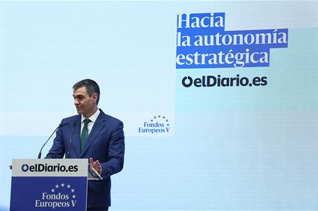 28/03/2025. Pedro Sánchez participa en el foro 'Fondos Europeos: Hacia la autonomía estratégica'. El presidente del Gobierno, Pedro Sánchez,...