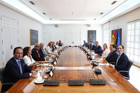 29/05/2025. Encuentro de Pedro S&#225;nchez con representantes del Consejo Empresarial Alianza por Iberoam&#233;rica. El presidente del Gobierno, Pedr...