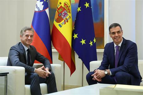 29/05/2025. Pedro S&#225;nchez recibe al primer ministro de Eslovenia. El presidente del Gobierno, Pedro S&#225;nchez, y el primer ministro de Esloven...