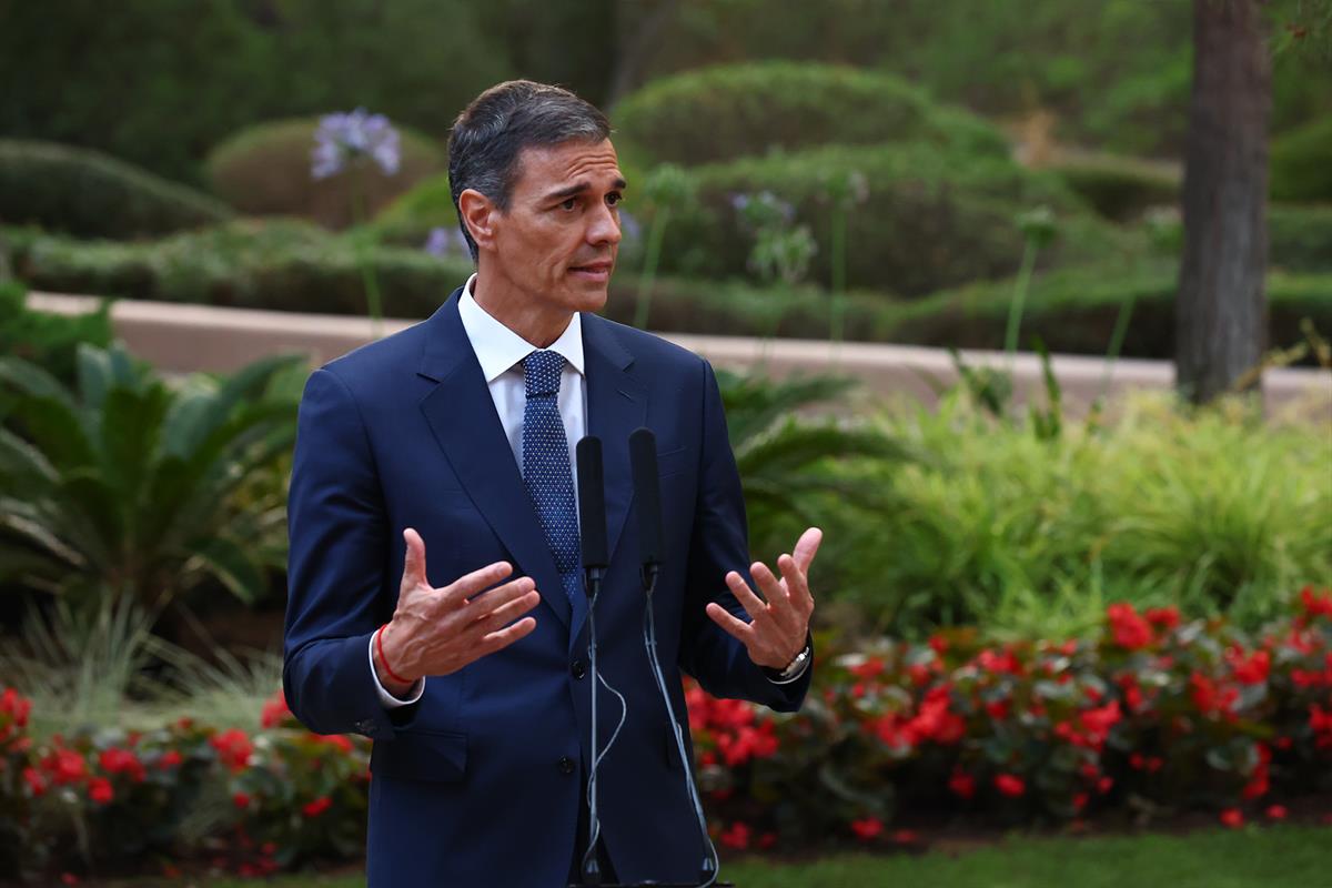 El presidente del Gobierno durante su comparencia posterio al despacho con el rey Felipe VI