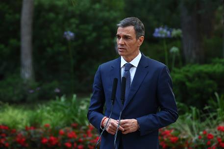 29/07/2025. Pedro S&#225;nchez comparece ante los medios tras el despacho con S.M. el Rey. Pedro S&#225;nchez comparece ante los medios tras el despac...