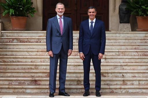 29/07/2025. Pedro Sánchez despacha con el rey Felipe VI. El presidente del Gobierno, Pedro Sánchez, con Su Majestad el Rey, en el tradiciona...