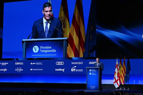 29/09/2025. Pedro Sánchez clausura los Premios Vanguardia 2025. El presidente del Gobierno, Pedro Sánchez, durante su discurso de clausura d...
