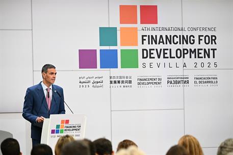 30/06/2025. Pedro S&#225;nchez inaugura la 4&#170; Conferencia sobre la Financiaci&#243;n para el Desarrollo. El presidente del Gobierno, Pedro S&#225;nchez, co...