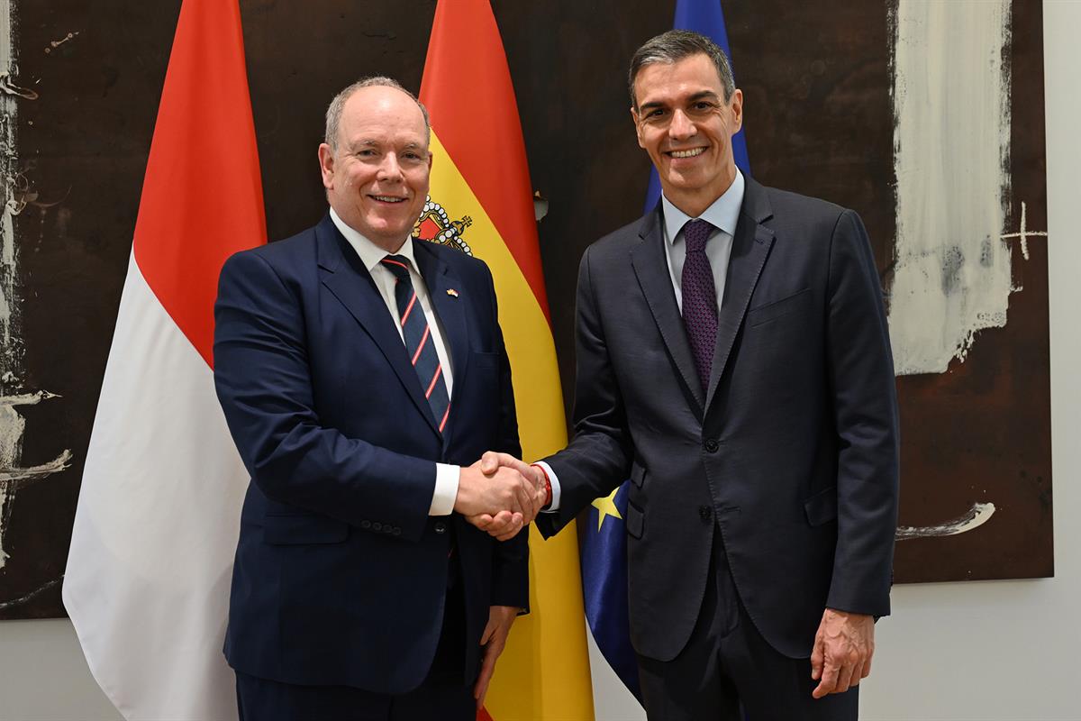 1/06/2026. Pedro Sánchez recibe al Príncipe Alberto II de Mónaco. El presidente del Gobierno, Pedro Sánchez, y el príncipe soberano del Prin...