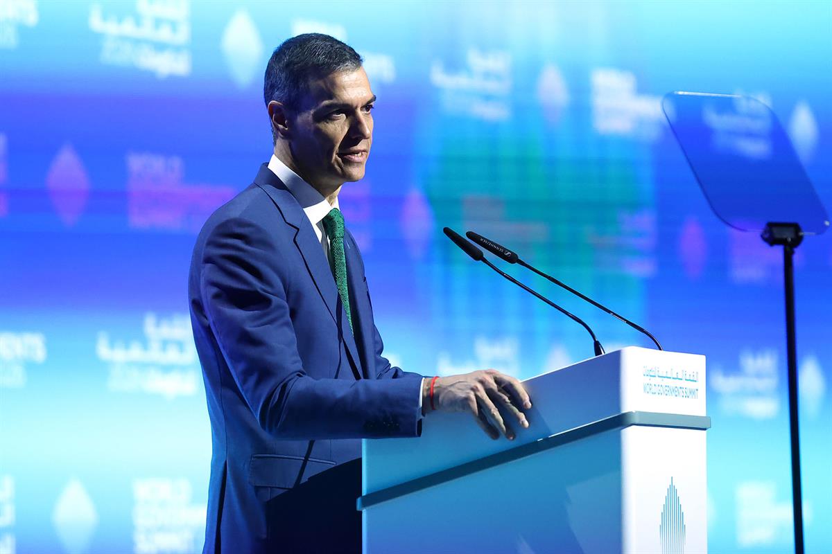 3/02/2026. Pedro Sánchez attends the World Governments Summit in Dubai. The President of the Government of Spain, Pedro Sánchez, during his ...