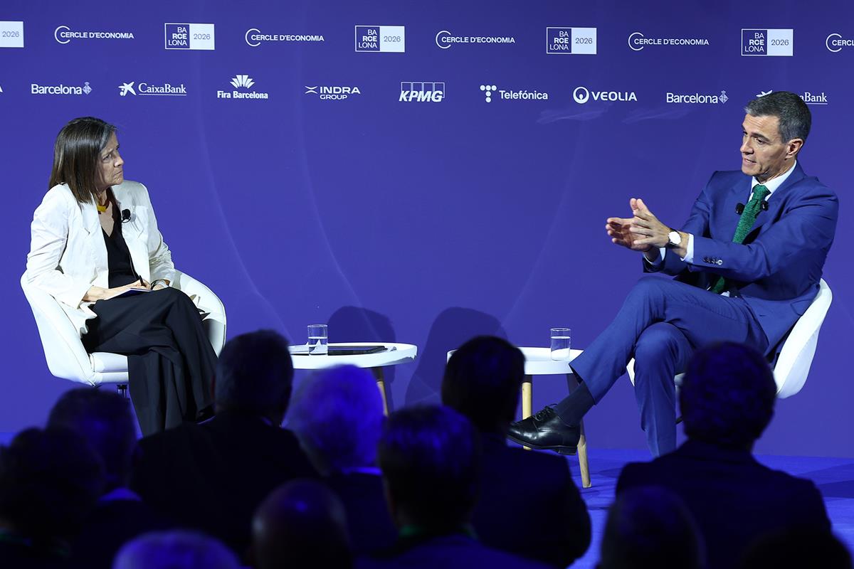 El presidente del Gobierno, Pedro S&aacute;nchez, durante el coloquio celebrado celebrado en el acto de clausura