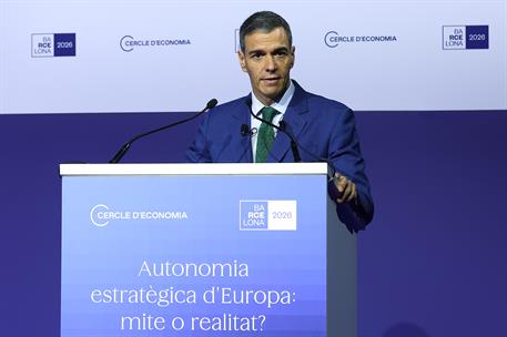 El presidente del Gobierno, durante su intervención en la clausura de la reunión del Cercle d'Economia