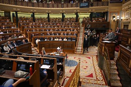 3/09/2026. Pedro Sánchez appears before the Lower House of Parliament. Speech by the President of the Government of Spain, Pedro Sánchez, be...