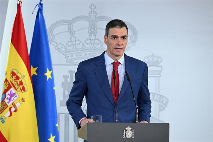 4/03/2026. Sánchez declaración internacional. El presidente del Gobierno, Pedro Sánchez, realiza una declaración institucional para valorar ...