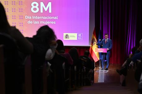 4/03/2026. Pedro Sánchez clausura el acto institucional con motivo del Día Internacional de las Mujeres. El presidente del Gobierno, Pedro S...