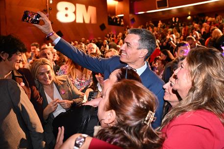 4/03/2026. Pedro Sánchez clausura el acto institucional con motivo del Día Internacional de las Mujeres. El presidente del Gobierno, Pedro S...