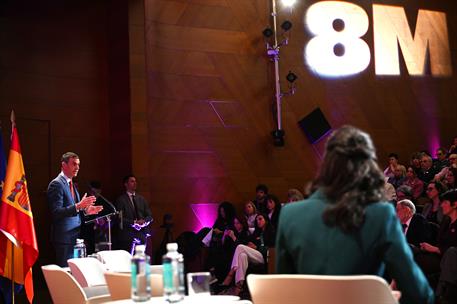 4/03/2026. Pedro Sánchez clausura el acto institucional con motivo del Día Internacional de las Mujeres. El presidente del Gobierno, Pedro S...
