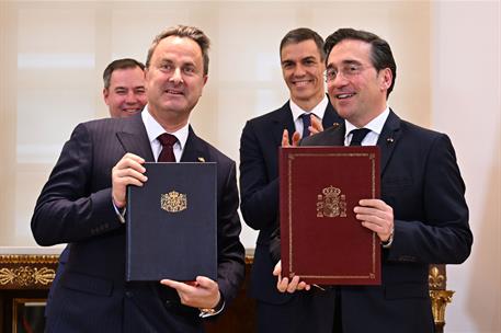 5/03/2026. Pedro Sánchez recibe al Gran Duque de Luxemburgo, Guillermo V. El ministro de Asuntos Exteriores, Unión Europea y Cooperación, Jo...