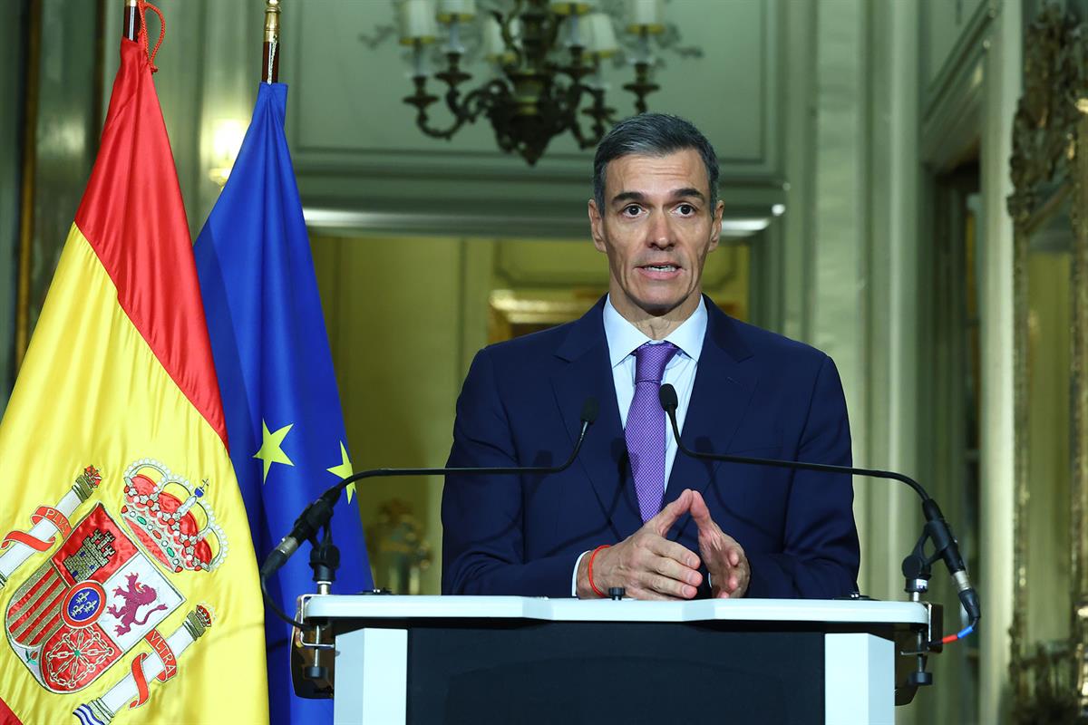 6/01/2026. Pedro Sánchez attends the meeting of the Coalition of the Willing for Ukraine. The President of the Government of Spain, Pedro Sá...