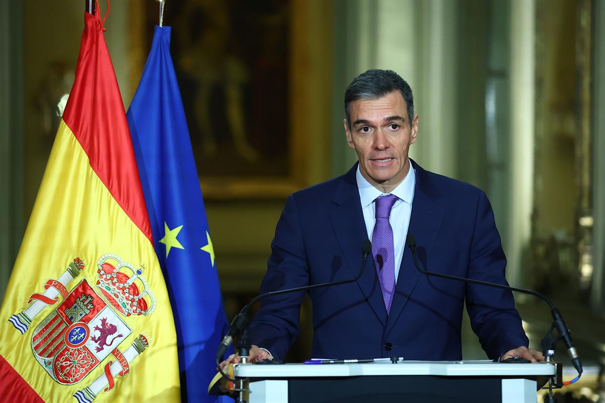 6/01/2026. Pedro Sánchez attends the meeting of the Coalition of the Willing for Ukraine. The President of the Government of Spain, Pedro Sá...