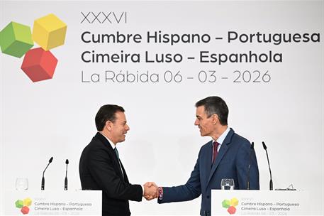 El presidente del Gobierno, Pedro Sánchez, y el primer ministro de Portugal, Luís Montenegro, tras su comparecencia conjunta. 