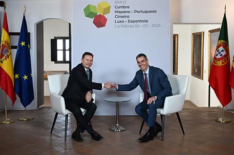 6/03/2026. XXXVI Cumbre Hispano-Portuguesa. El presidente del Gobierno, Pedro Sánchez, y el primer ministro portugués, Luís Montenegro, dura...