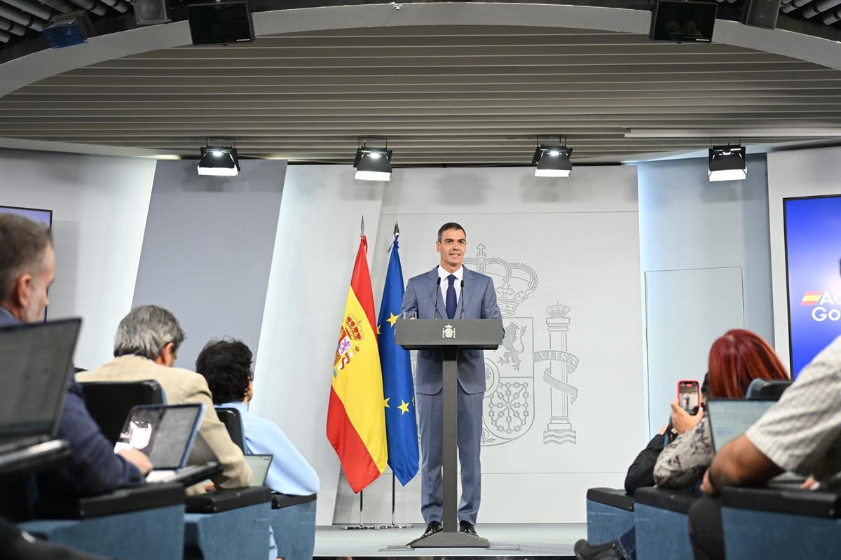 El presidente del Gobierno, durante la rueda de prensa posterior al Consejo de Ministros