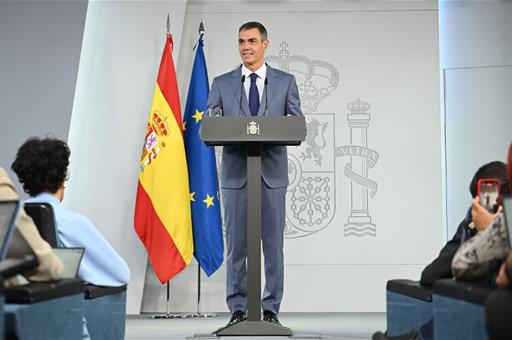 El presidente del Gobierno, durante la rueda de prensa posterior al Consejo de Ministros