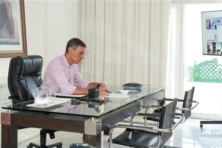 7/08/2026. Pedro Sánchez chairs the coordination meeting on Ceuta. The President of the Government of Spain, Pedro Sánchez, during the coord...