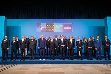 8/07/2026. Pedro Sánchez attends the NATO summit in Ankara, Türkiye. Group photo of the Heads of State and Government of NATO members