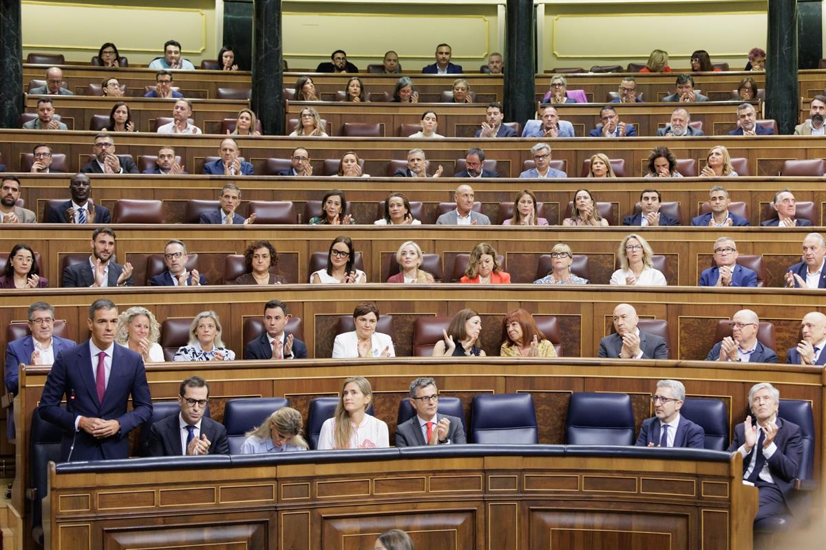 El presidente del Gobierno, Pedro S&aacute;nchez, durante la sesi&oacute;n de control en el Congreso