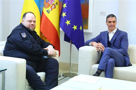 10/02/2026. Sánchez se reúne con el presidente de la Verkhovna Rada de Ucrania. El jefe del Ejecutivo, Pedro Sánchez, y el presidente de la ...
