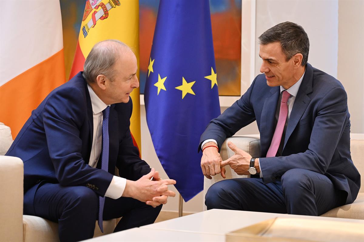 10/03/2026. Sanchez primer ministro Irlanda. El presidente del Gobierno, Pedro Sánchez, durante un momento de su encuentro con el primer min...