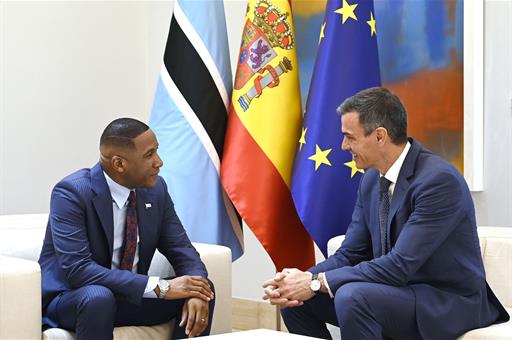Pedro Sánchez en su encuentro con el presidente de Botsuana