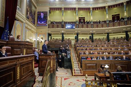 11/02/2026. Comparecencia de Pedro Sánchez en el Congreso de los Diputados. El presidente del Gobierno, Pedro Sánchez, durante su comparecen...