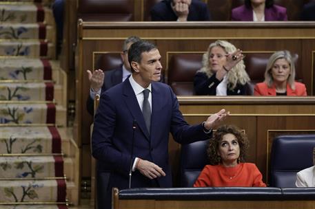 11/02/2026. Pedro Sánchez asiste a la sesión de control al Gobierno. El presidente del Gobierno, Pedro Sánchez, durante una de sus intervenc...