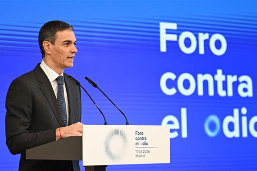 El presidente del Gobierno, Pedro Sánchez, en el I Foro contra el Odio