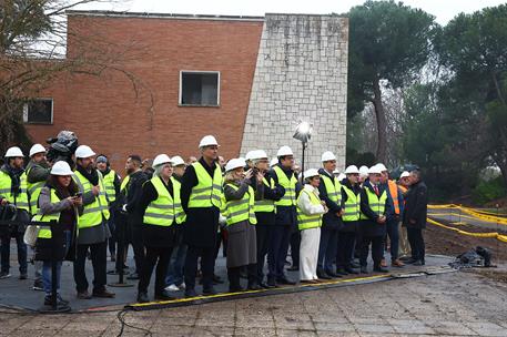 12/01/2026. Pedro Sánchez attends the demolition work at the Campamento barracks. The President of the Government of Spain, together with th...