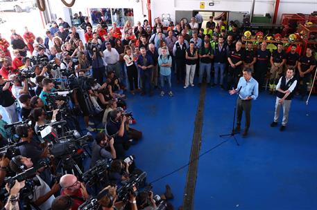 13/07/2026. Pedro Sánchez visita Los Gallardos. El presidente del Gobierno, Pedro Sánchez, atiende a los medios de comunicación en el Puesto...
