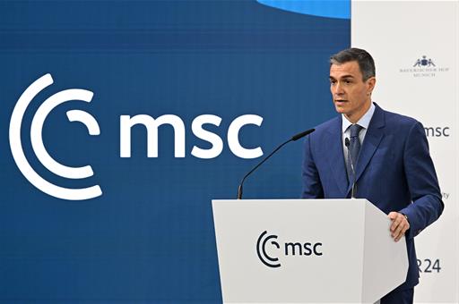 14/02/2026. Pedro Sánchez participa en la Conferencia de Seguridad de Múnich. El presidente del Gobierno, Pedro Sánchez, interviene en la Co...