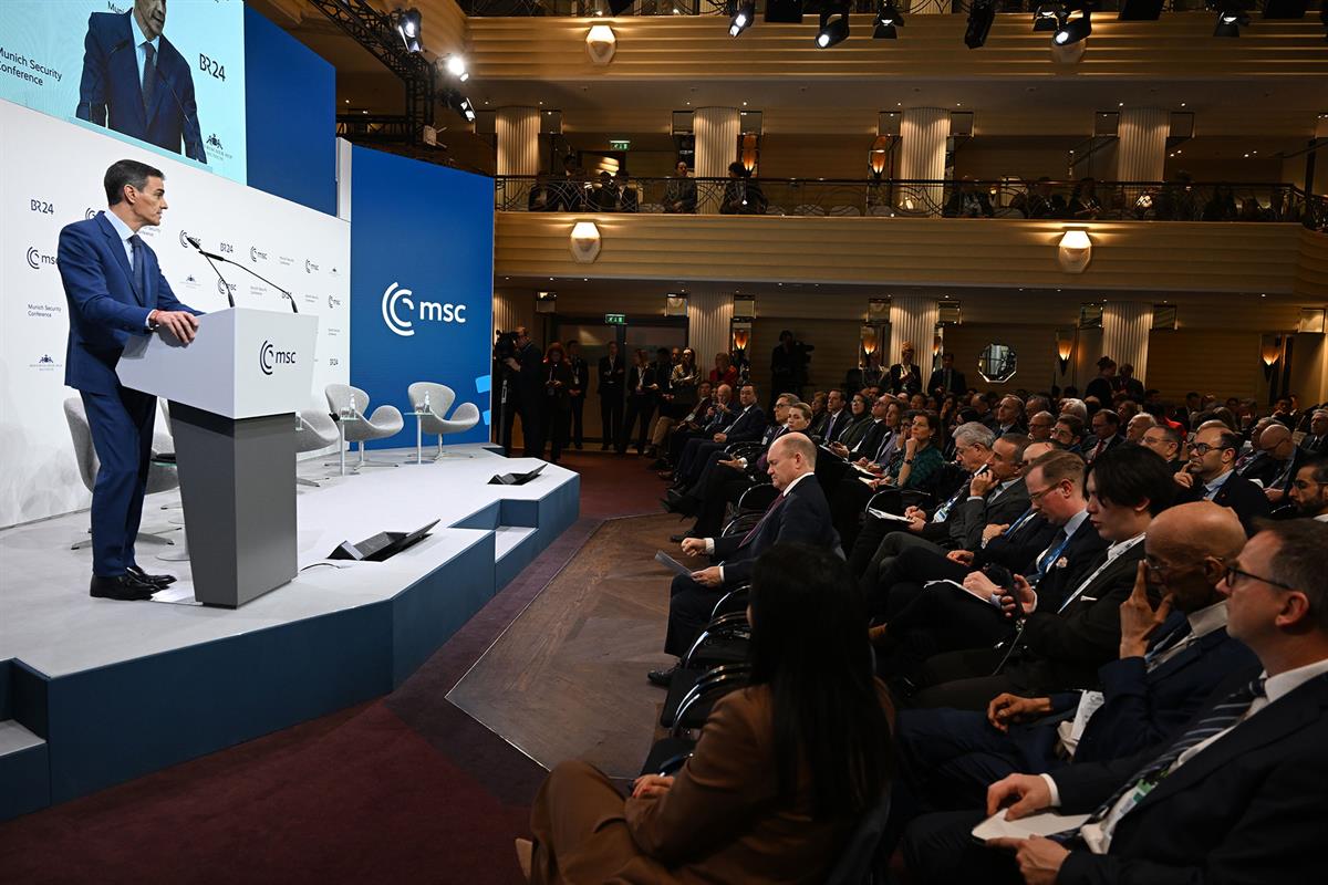 14/02/2026. Pedro Sánchez participa en la Conferencia de Seguridad de Múnich. El jefe del Ejecutivo, Pedro Sánchez, interviene en la Confere...