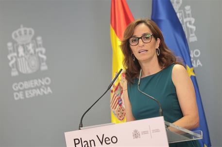 14/09/2026. Pedro Sánchez presenta la ampliación del "Plan Veo". La ministra de Sanidad, Mónica García, explica las novedades de la ampliaci...